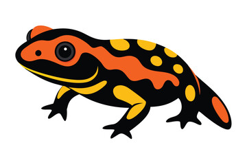 Vibrant cartoon fire salamander with black orange and yellow spots
