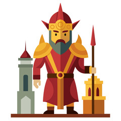 Royal guard standing with spear and towers soldier warrior