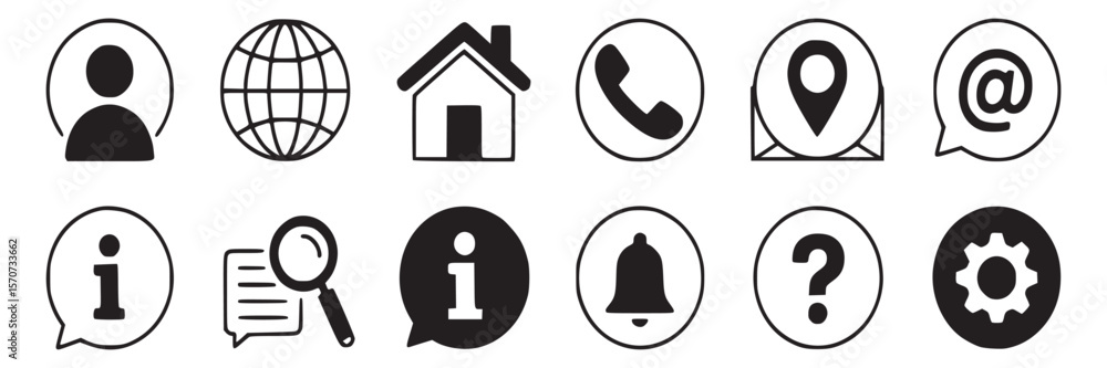 Poster vector set of contact us icons website user interface design elements communication and information 