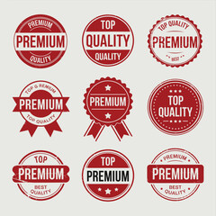 Obraz premium Nine Red Premium Quality Stamps Top Quality Best Quality Grunge Design Elements Vector Graphics image