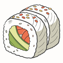 Sushi roll with salmon and avocado rice