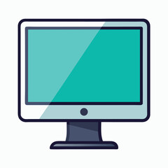 Teal screen monitor with dark frame and stand computer display