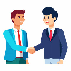 Two men shaking hands in business attire handshake agreement