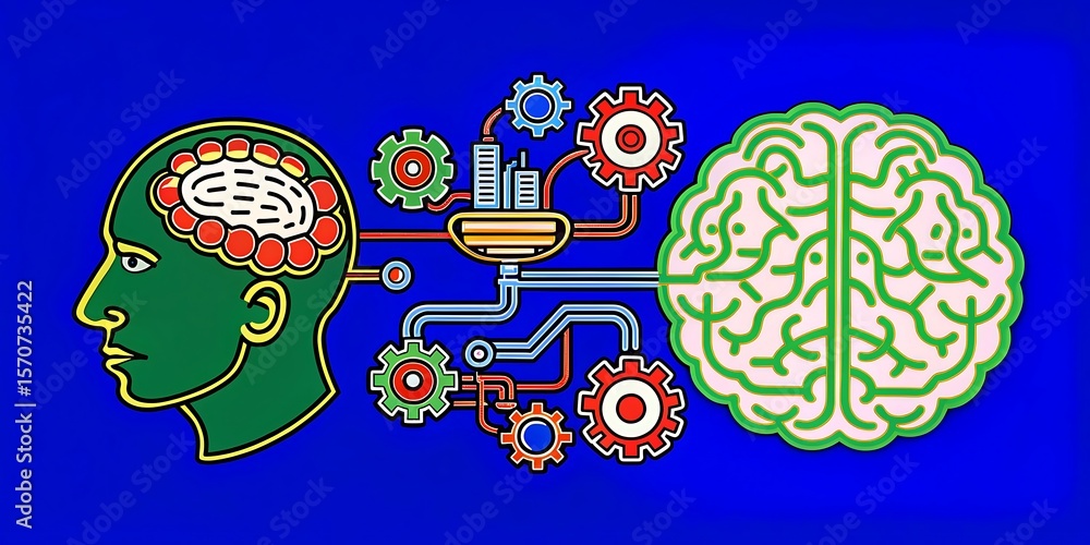 Poster artificial intelligence connects human brain to machine learning systems.