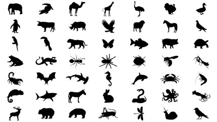 animals icon silhuette vector big set 