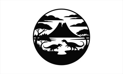 Obraz premium Volcanic eruption silhouette design