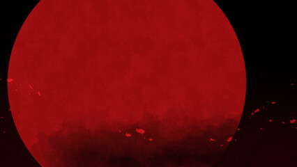 ホラーテイストな赤い丸に黒背景の絵
