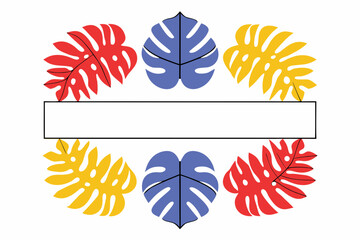 vector set of colorful tropical leaves