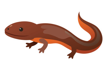 Cute cartoon salamander illustration with brown and orange body
