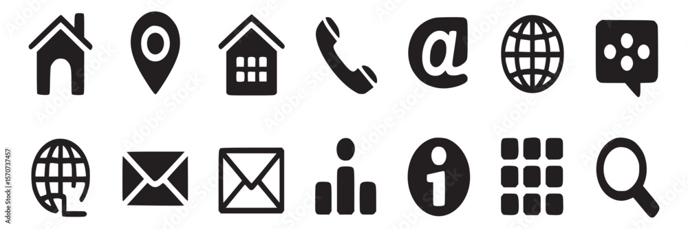Poster contact information icons set vector illustration for website and mobile app user interface design o