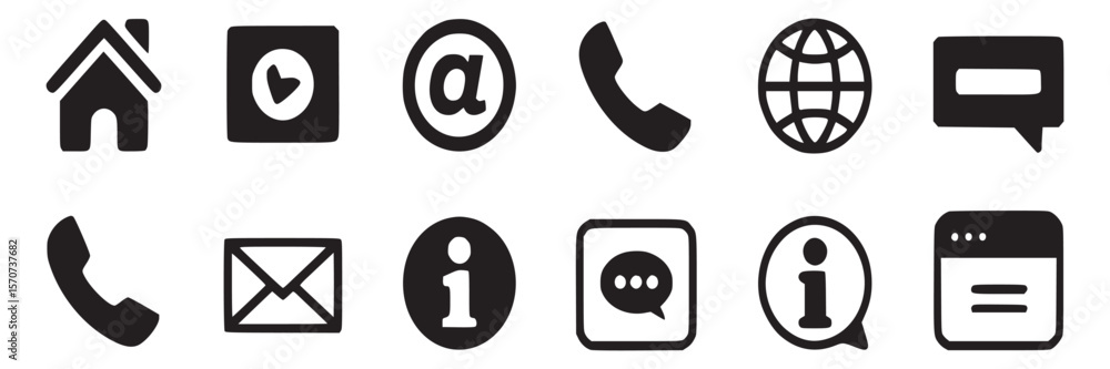 Poster contact us icon set vector illustration communication methods website and mobile app design elements