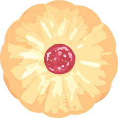 Jam thumbprint cookie watercolor vector illustration