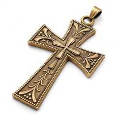 Obraz premium golden cross on white background