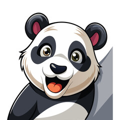 Cute Panda Photobomb Vector Illustration with Goofy Face Peeking from Corner, Funny Animal Design for Commercial Use