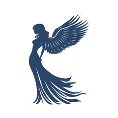 Wing Arched Up Goddess Standing Tall in Profile