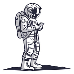 Astronaut using mobile device space suit helmet