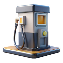 Stylized charging station with yellow accents isolated on a transparent background electric vehicle