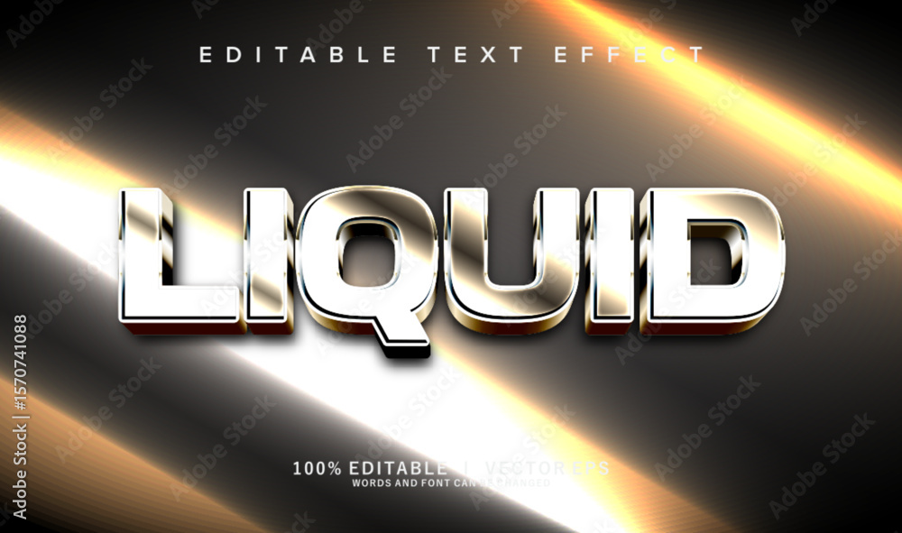 Poster liquid 3d vector text effect with modern style design
