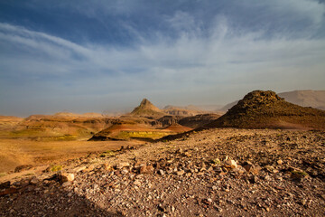The astonishing rock formations of the Jbel Saghro mountain range. Thingir, Morocco