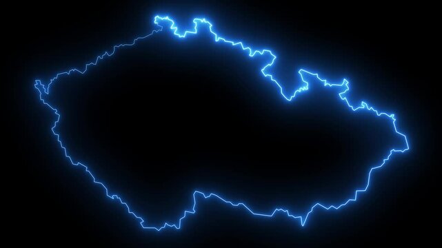 neon glowing Czech Republic map . Animated Czech Republic map icon with a glowing neon effect. Czech Republic glow map illustration.