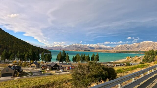 Scenic Drive Along Lake Tekapo With Mountain Views