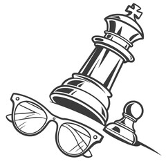 Chess king pawn glasses strategy