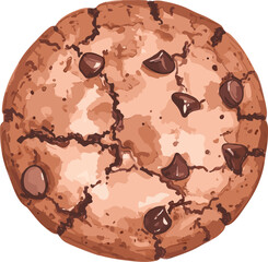 Chocolate cookie watercolor vector illustration