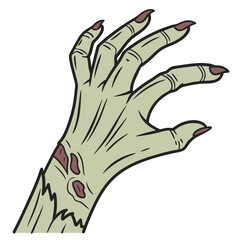 Decaying green hand reaching out zombie