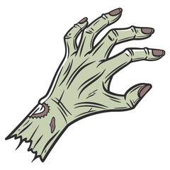 Decaying green hand reaching out zombie