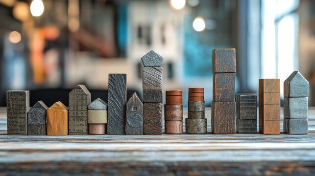 A row of wooden blocks with numbers on them