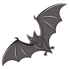 Fanged grey bat with red eyes flying vampire bat animal