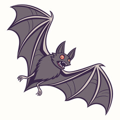 Flying vampire bat with sharp teeth and red eyes animal
