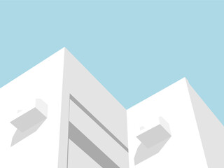 Minimal White Building with Light Blue Sky with Space for Text.