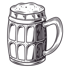 Frothy Beer Mug Illustration beverage drink