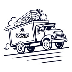 Moving truck with cargo transportation delivery