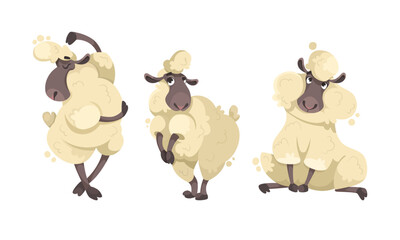 Adorable and Cute Cartoon Sheep Characters Displaying Playful Poses for Everyone to Enjoy