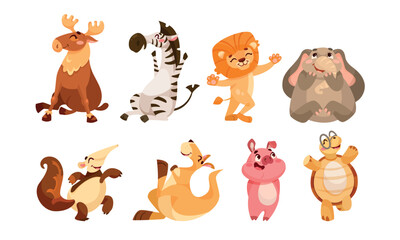 Naklejka premium Colorful Pixel Art Animals in a Variety of Playful Poses That Spark Joy and Imagination