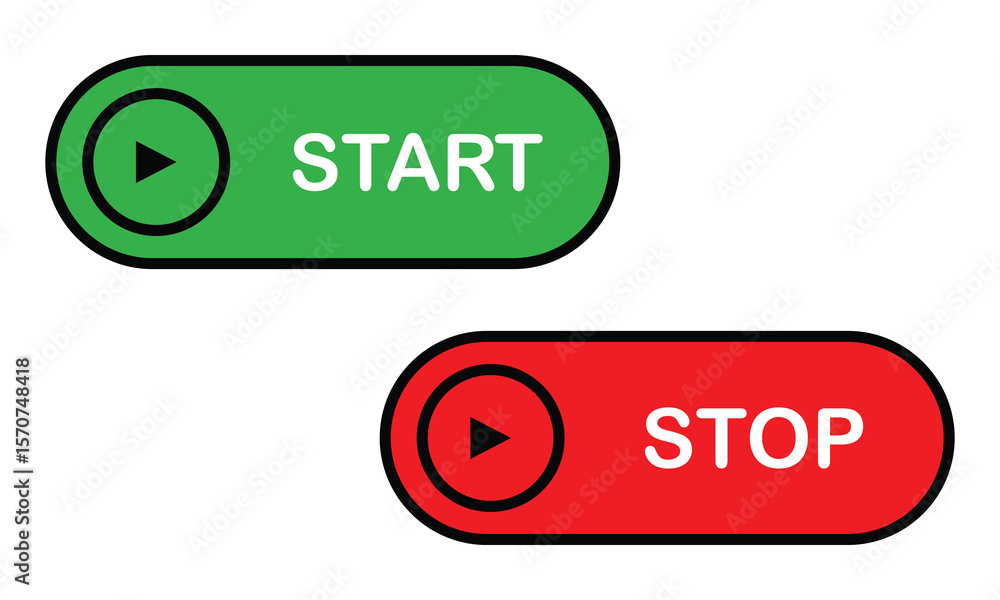 Fototapete start and stop button icon set. modern start and stop concept, vector illustration silhouette symbol