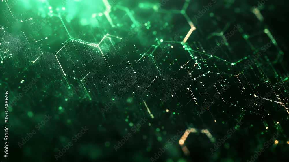 Aufkleber abstract network of glowing emerald green lines and points