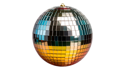Colorful party disco ball isolated on transparent background