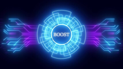 Boost concept button on a futuristic ,beautiful abstract wave technology background, Boost concept animation. Business, Technology, Internet and network concept with background.