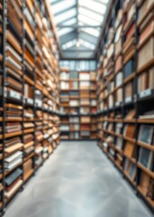 Fototapeta premium Abstract blurred material library room defocused perspective of material samples collection blur background for architectural design and interior finishing concept Empty room interior design Ultra