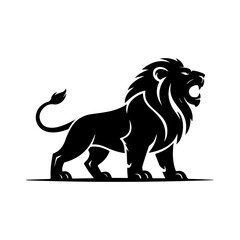 Royal heraldic lions. Black silhouette of a rampant lion and griffins for logo or coat of arms. Premium wild animal crest symbols