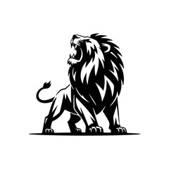 Royal heraldic lions. Black silhouette of a rampant lion and griffins for logo or coat of arms. Premium wild animal crest symbols