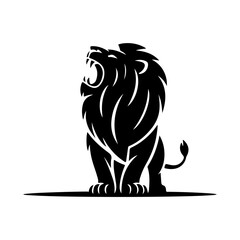 Obraz premium Royal heraldic lions. Black silhouette of a rampant lion and griffins for logo or coat of arms. Premium wild animal crest symbols