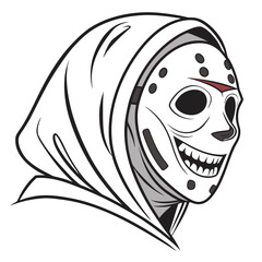 Terrifying masked figure with a sinister grin horror