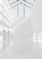 Obraz premium White empty room space design Empty room interior design architecture blank design room striking structures clean lines geometric shapes dramatic angles play of light and shadow capturing ar