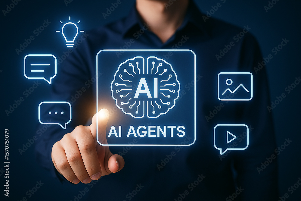 Poster ai agents artificial intelligence digital transformation technology automation solutions concept