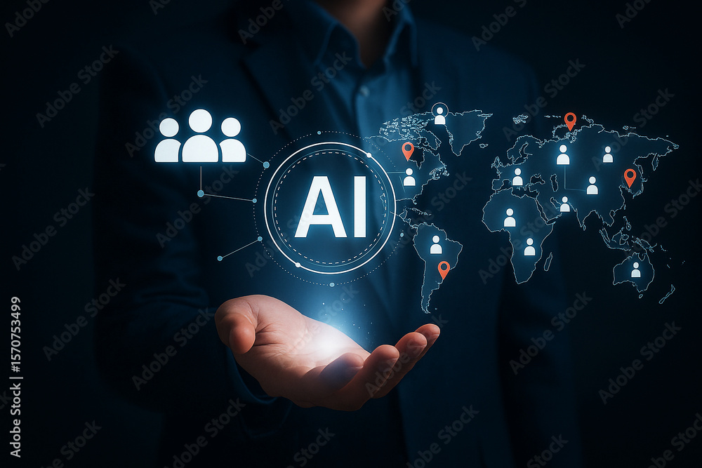 Poster ai integration global network artificial intelligence business technology innovation concept