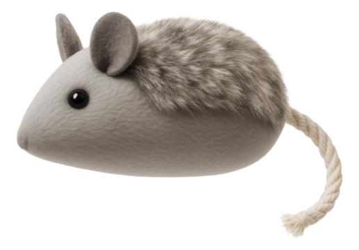 Catnip toy shaped like a small plush mouse, ideal for a cat to play with in a private house.